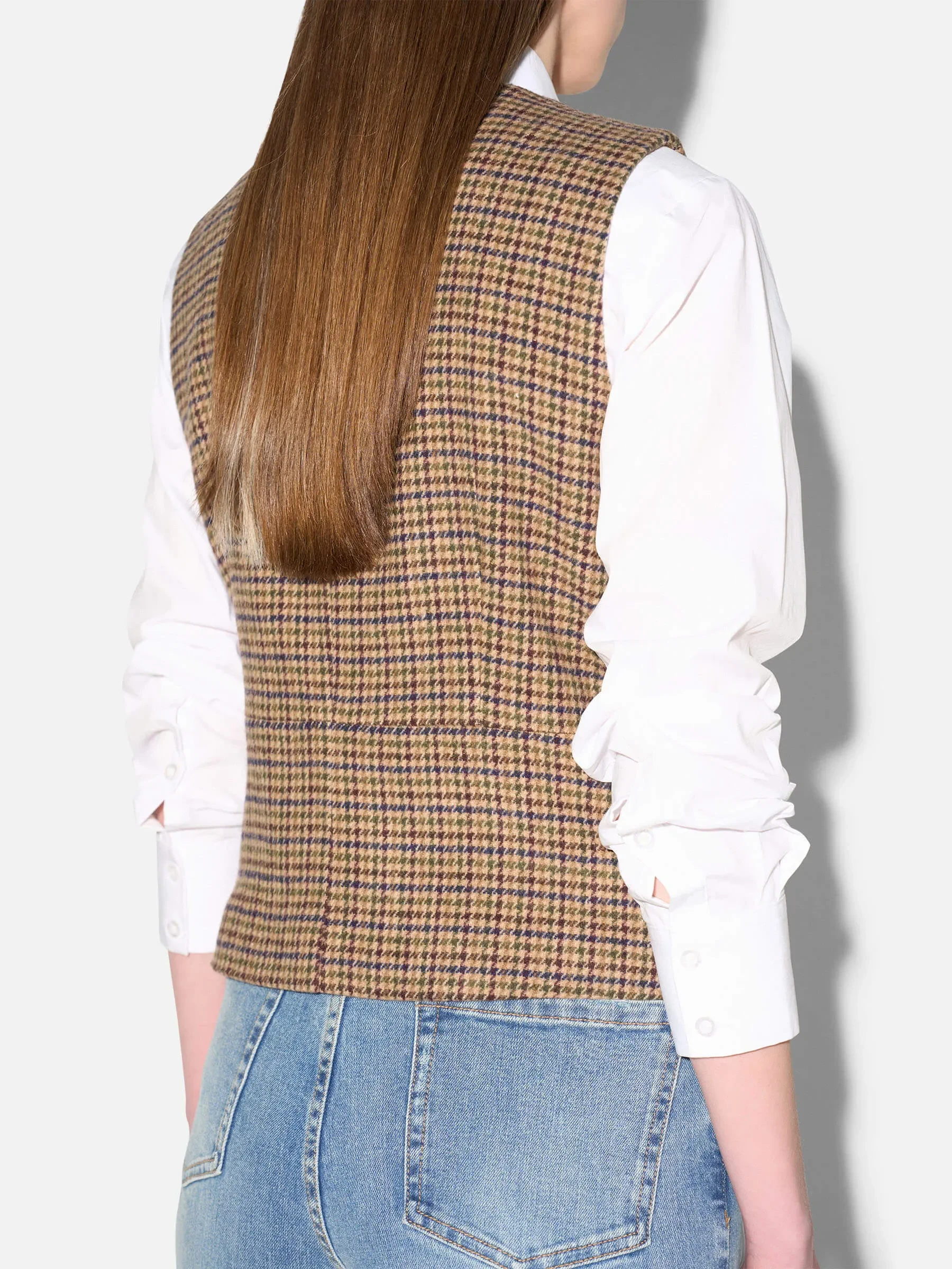Blazer Vest Dames Bruin Ruit Samson
