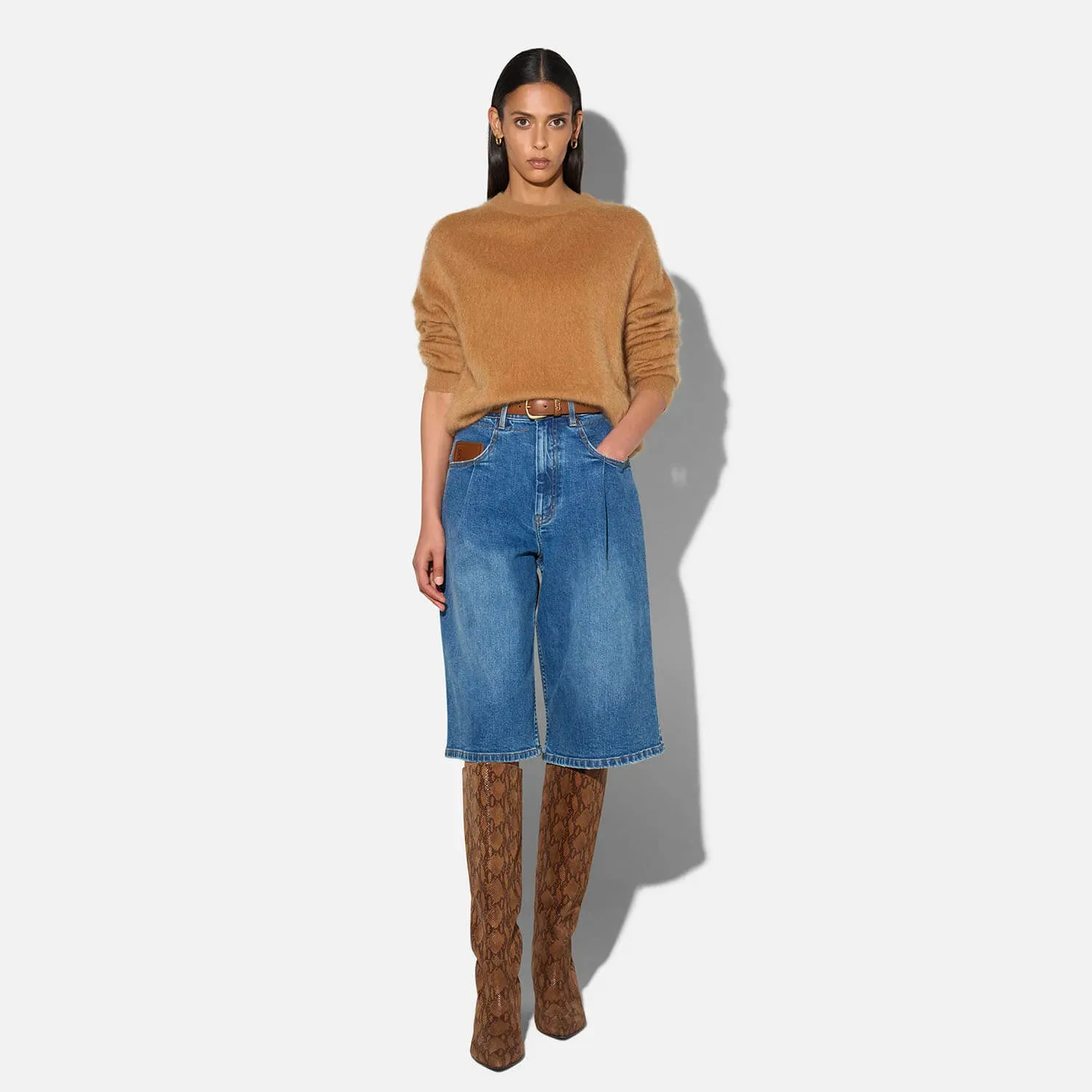 Brushed Cashmere Dames Trui Ronde Hals Lewis Camel