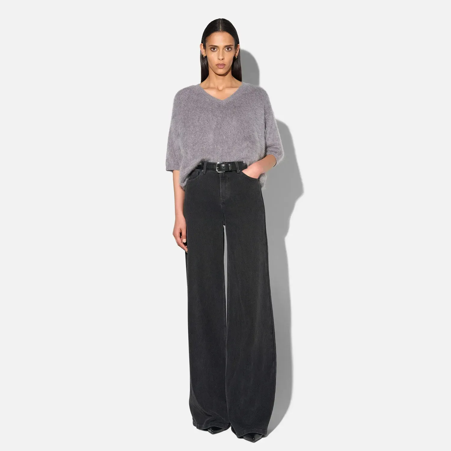 Jeans Dames Wijde Pijp Mid Rise Stretch Cash Zwart 813