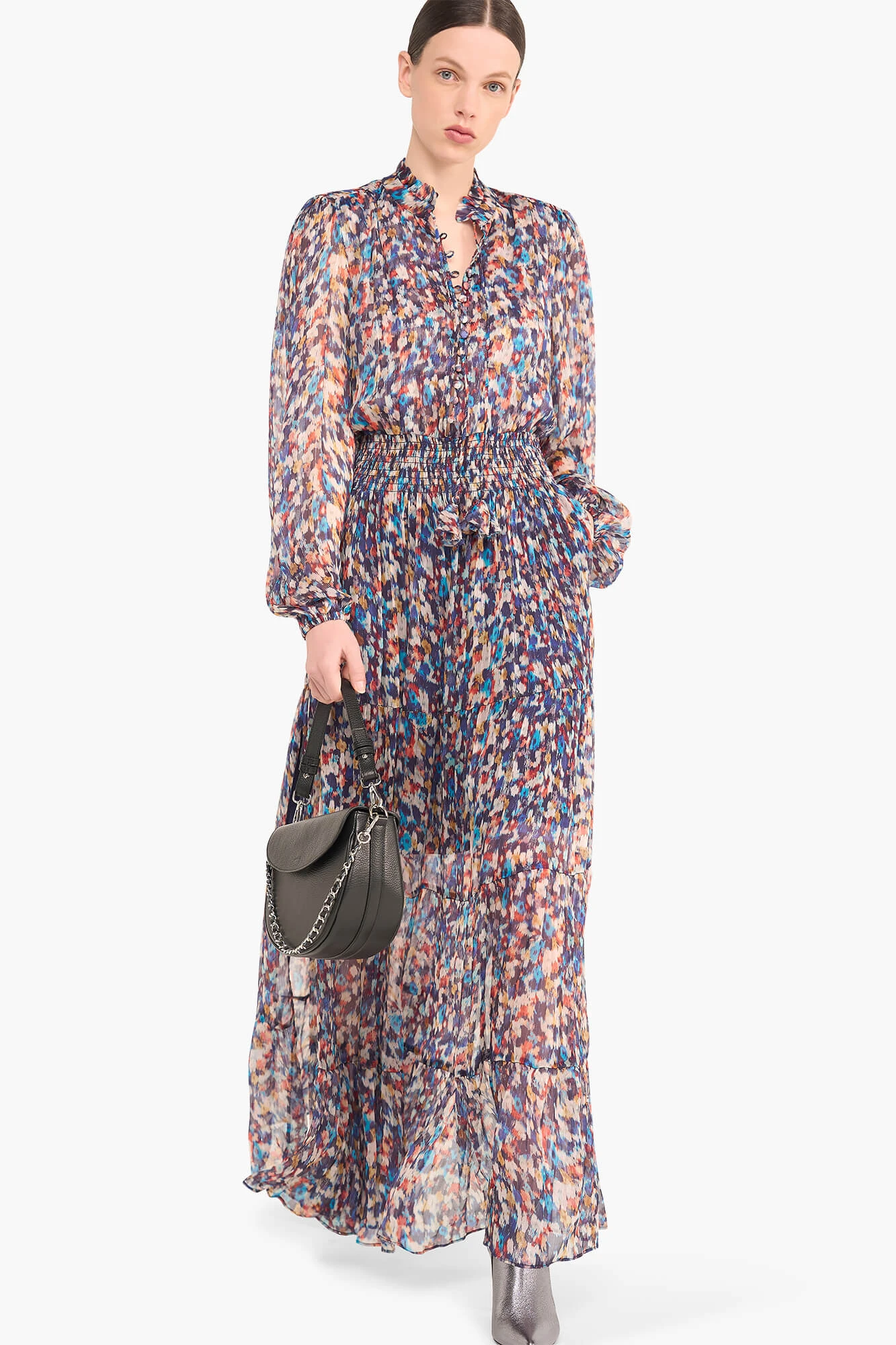 Jurk Lang Print Elastiek Walter Blauw