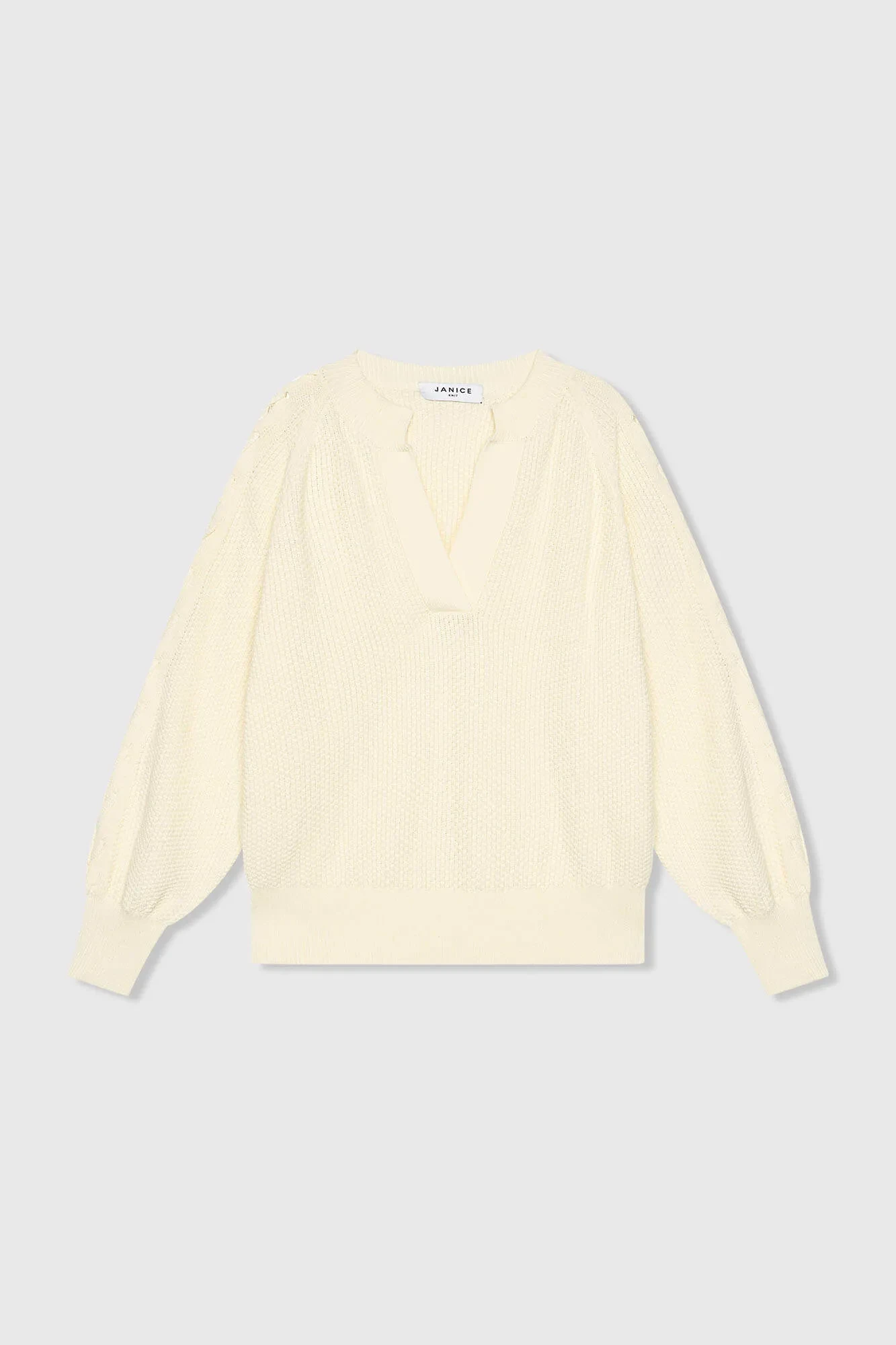 Katoenen Dames Trui Veters Mouwen Open Schouders Grove Off White